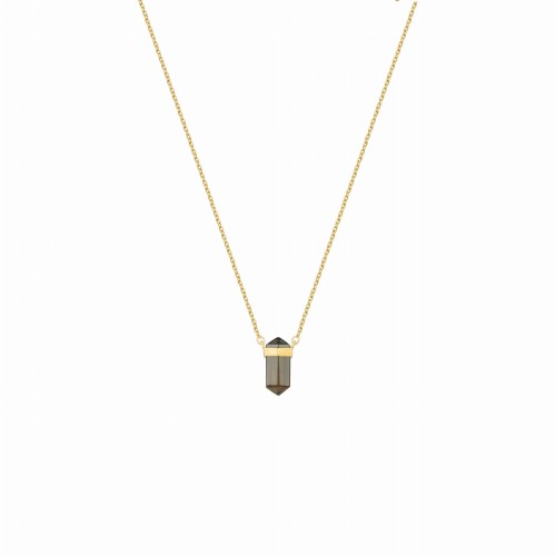 Naszyjnik z kryształem w oprawie Mini (kwarc dymny) 