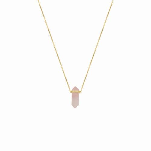 Naszyjnik z Kryształem w oprawie Biggie (kwarc różowy)