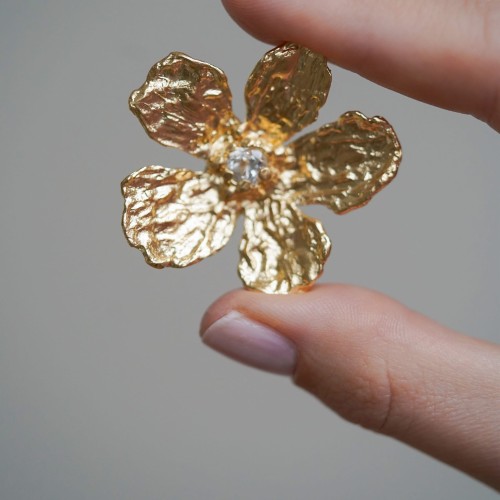 Zawieszka Blossom Crystal pozłacana kwiatek